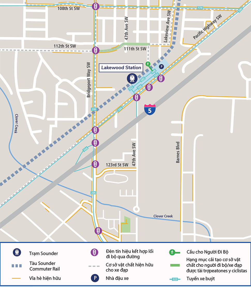 Bản Đồ Trạm Lakewood Nhìn Từ Trên Không tại 11424 Pacific Hwy Southwest, Lakewood, Washington, 98499.
