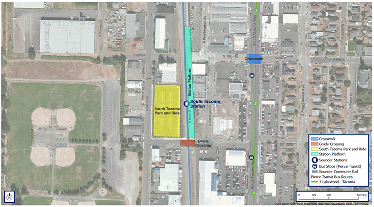 Ảnh chụp nhìn từ trên không của Trạm South Tacoma
